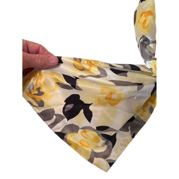 Women's‎ butter Yellow Floral Silk Scarf Spring Accessory 10x24 feminine preppy - Picture 4 of 7